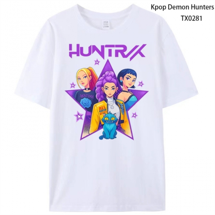K-Pop Demon Hunters Anime peripheral printed pure cotton T-shirt from S to 4XL