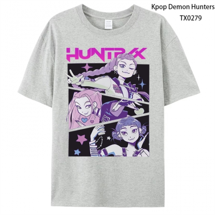 K-Pop Demon Hunters Anime peripheral printed pure cotton T-shirt from S to 4XL