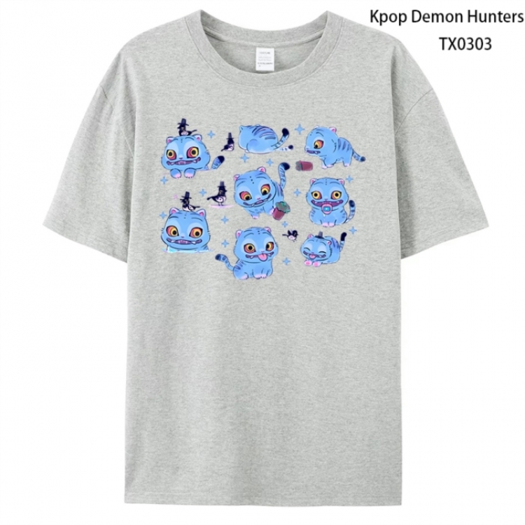 K-Pop Demon Hunters Anime peripheral printed pure cotton T-shirt from S to 4XL