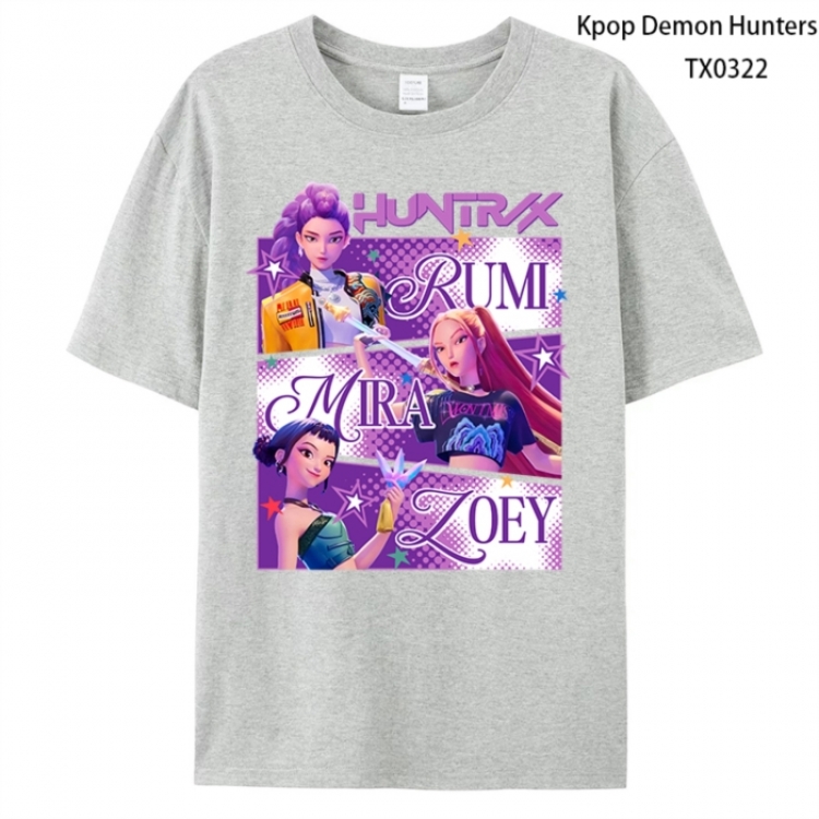 K-Pop Demon Hunters Anime peripheral printed pure cotton T-shirt from S to 4XL