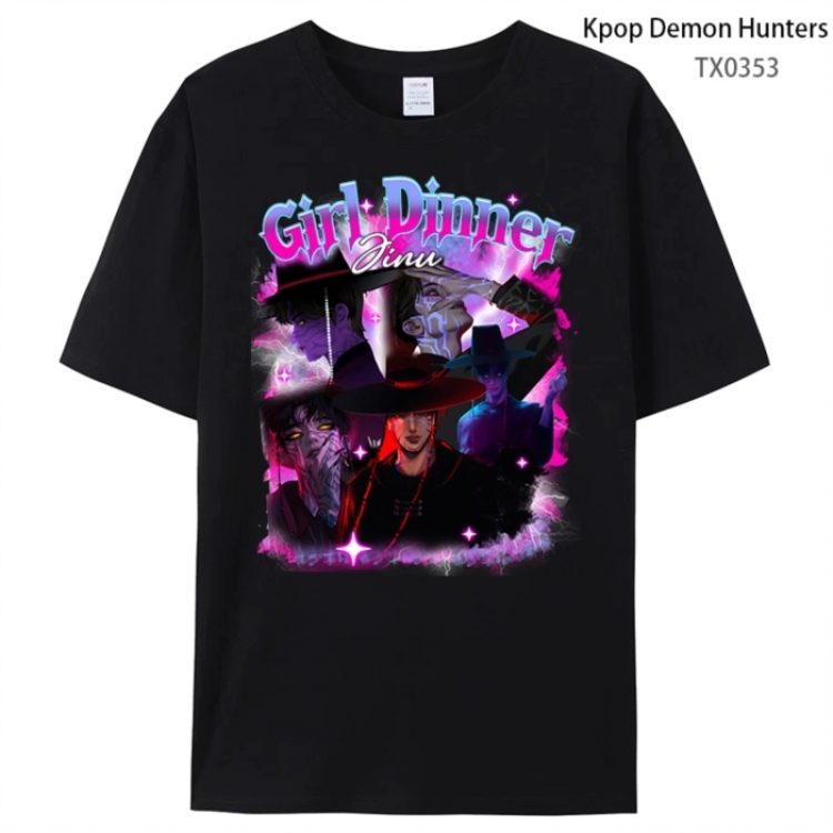K-Pop Demon Hunters Anime peripheral printed pure cotton T-shirt from S to 4XL