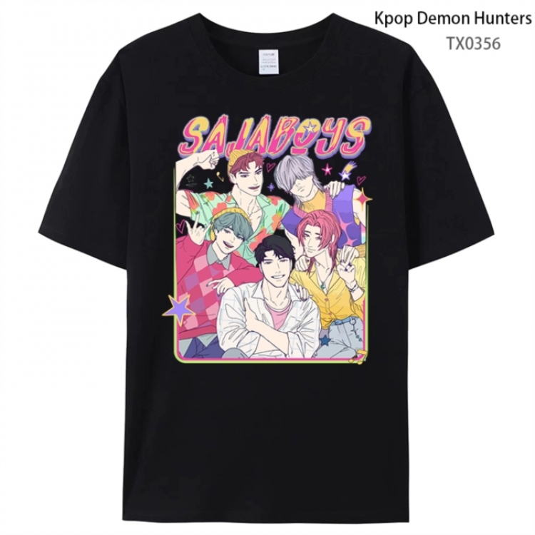 K-Pop Demon Hunters Anime peripheral printed pure cotton T-shirt from S to 4XL