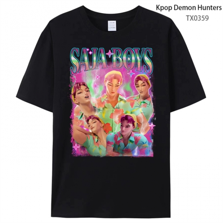 K-Pop Demon Hunters Anime peripheral printed pure cotton T-shirt from S to 4XL