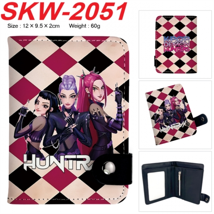 K-Pop Demon Hunters Anime PU leather full color buckle two fold wallet 12X10X2CM