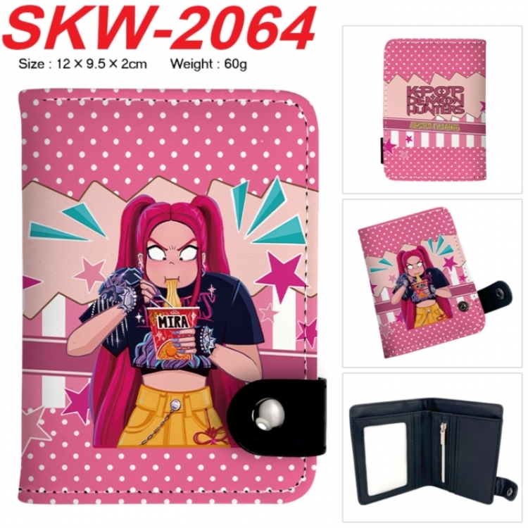 K-Pop Demon Hunters Anime PU leather full color buckle two fold wallet 12X10X2CM