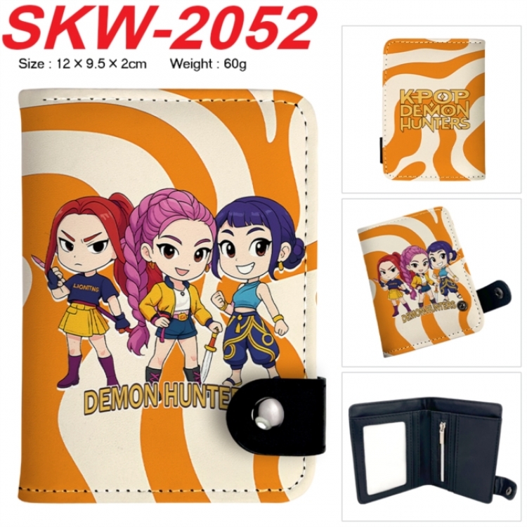 K-Pop Demon Hunters Anime PU leather full color buckle two fold wallet 12X10X2CM