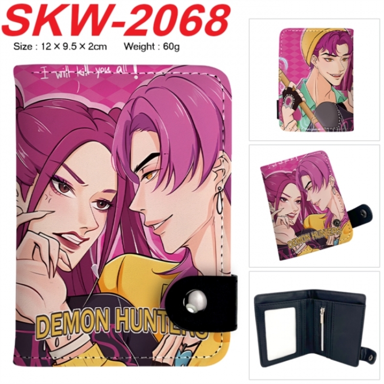 K-Pop Demon Hunters Anime PU leather full color buckle two fold wallet 12X10X2CM