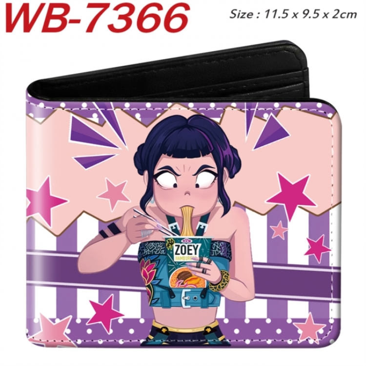 K-Pop Demon Hunters Animation color PU leather half fold wallet 11.5X9X2CM