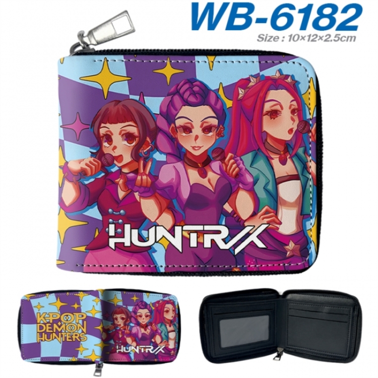 K-Pop Demon Hunters Anime color short full zip folding wallet 10x12x2.5cm