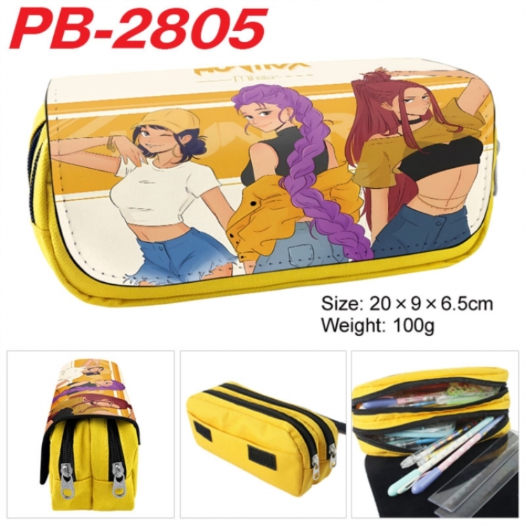 K-Pop Demon Hunters Anime double-layer pu leather printing pencil case 20x9x6.5cm