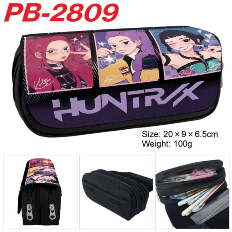 K-Pop Demon Hunters Anime double-layer pu leather printing pencil case 20x9x6.5cm