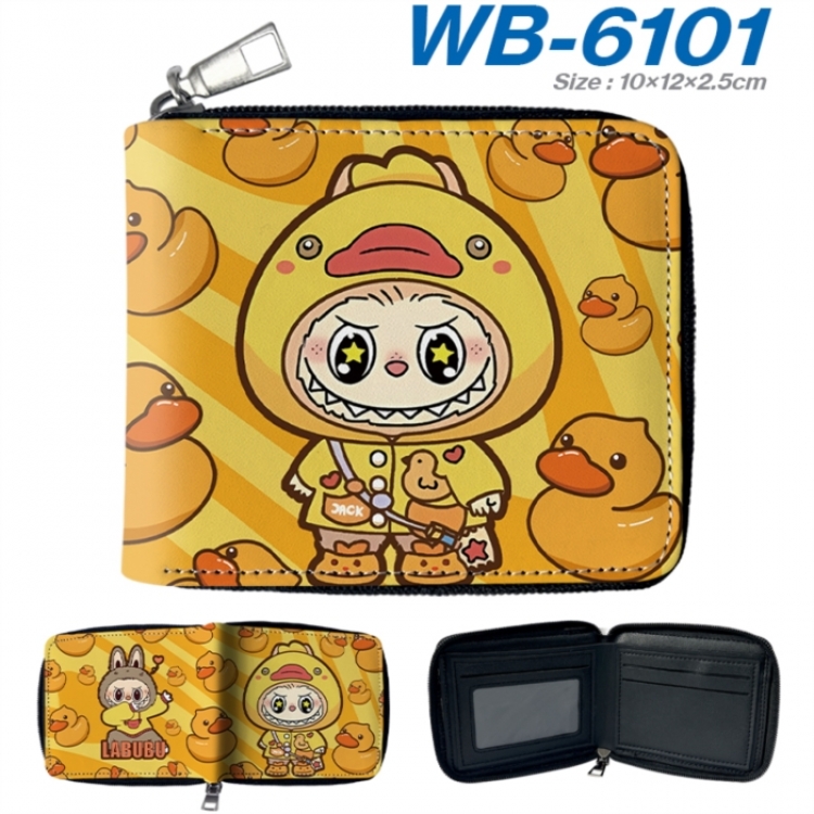 Labubu Anime color short full zip folding wallet 10x12x2.5cm