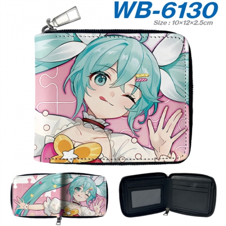 Hatsune Miku Anime color short full zip folding wallet 10x12x2.5cm