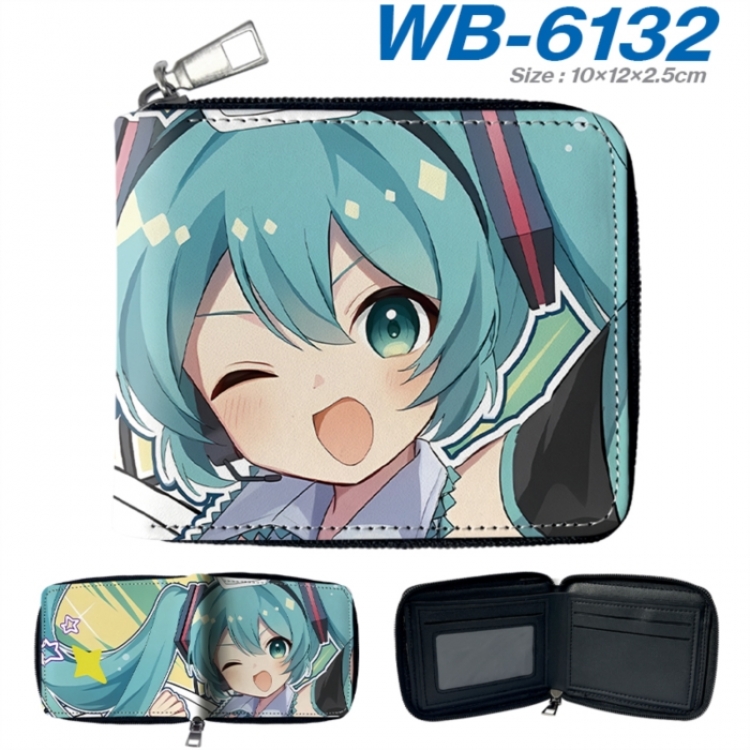 Hatsune Miku Anime color short full zip folding wallet 10x12x2.5cm