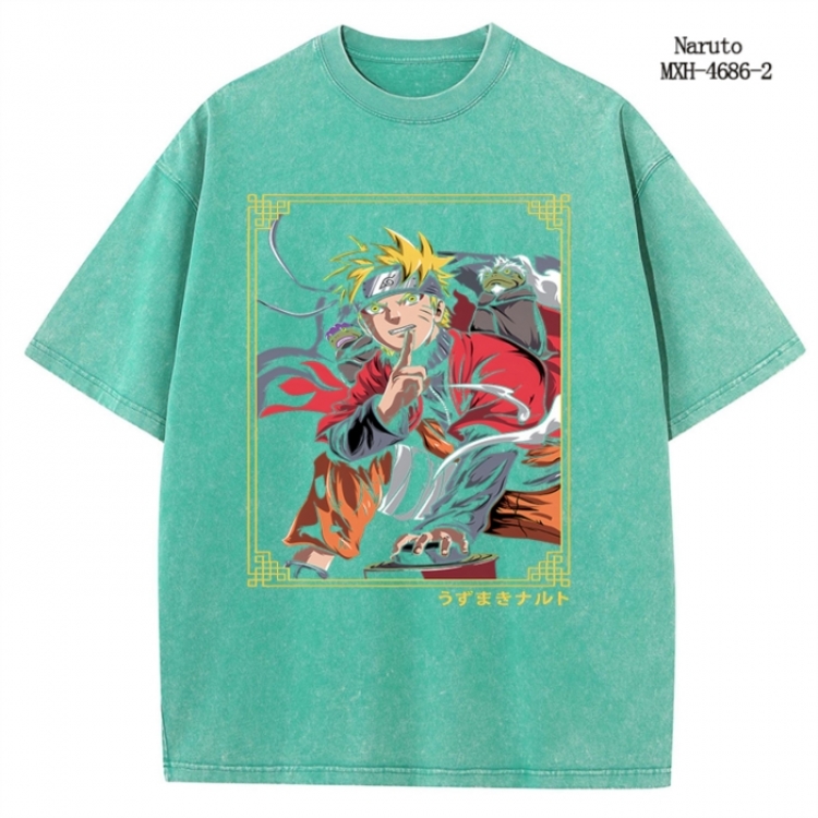 Naruto Anime peripheral pure cotton washed and worn T-shirt from S to 4XL