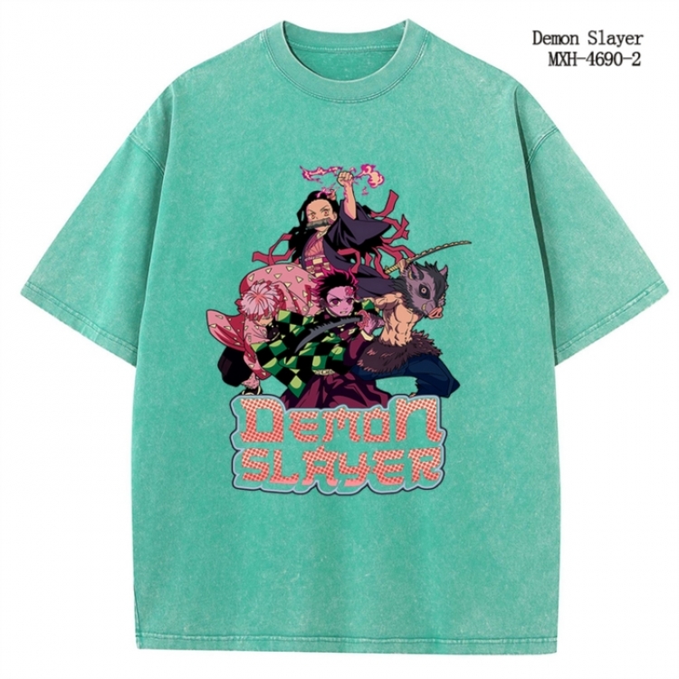 Demon Slayer Kimets Anime peripheral pure cotton washed and worn T-shirt from S to 4XL