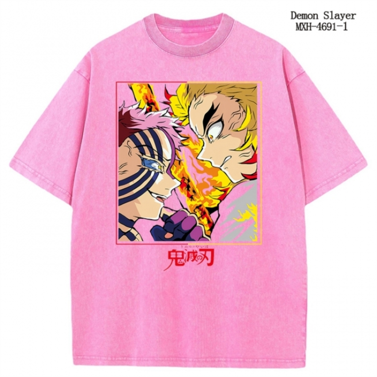 Demon Slayer Kimets Anime peripheral pure cotton washed and worn T-shirt from S to 4XL