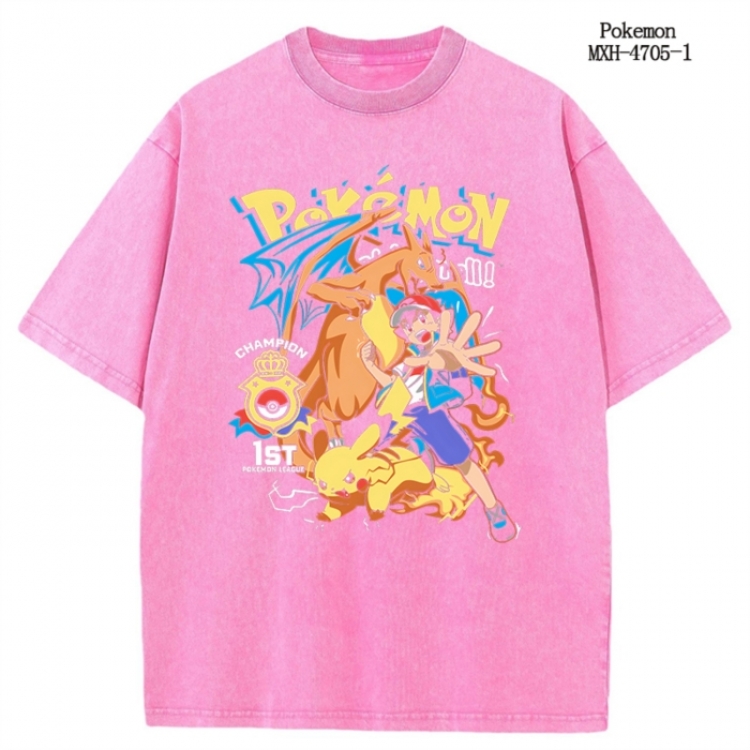 Pokemon Anime peripheral pure cotton washed and worn T-shirt from S to 4XL