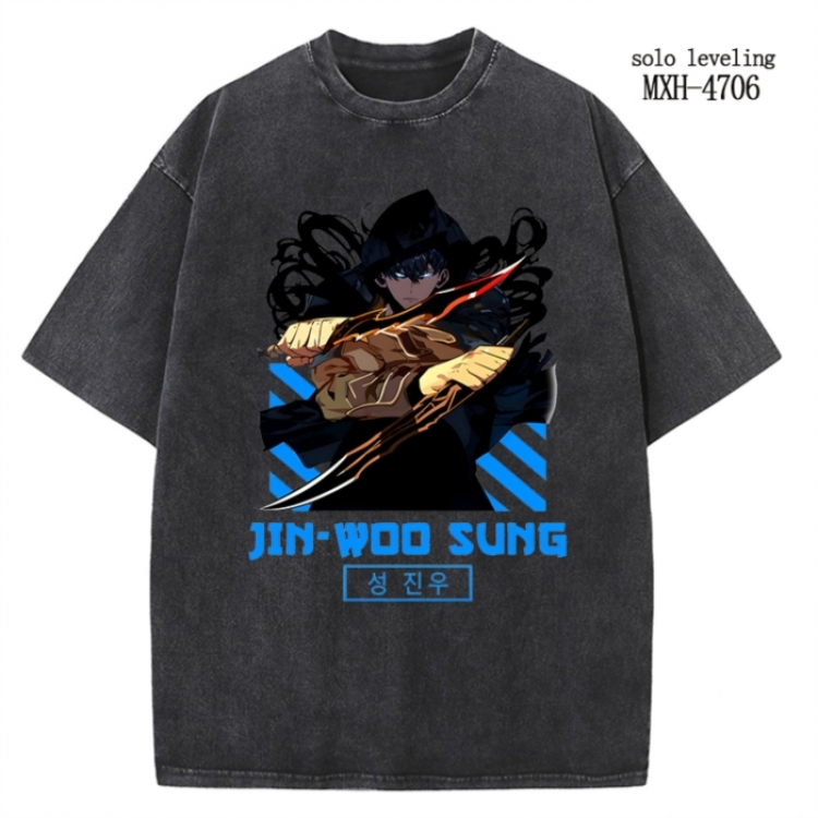 Solo Leveling:Arise Anime peripheral pure cotton washed and worn T-shirt from S to 4XL