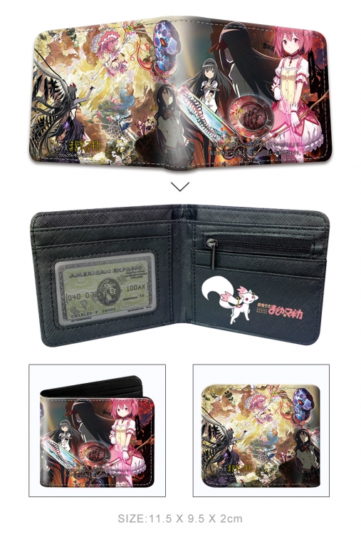 Magical Girl Madoka of the Magus 3D concave convex two fold short card wallet wallet wallet 11X9.5X2cm 65G
