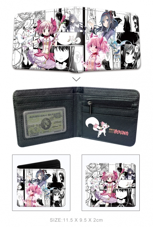 Magical Girl Madoka of the Magus 3D concave convex two fold short card wallet wallet wallet 11X9.5X2cm 65G