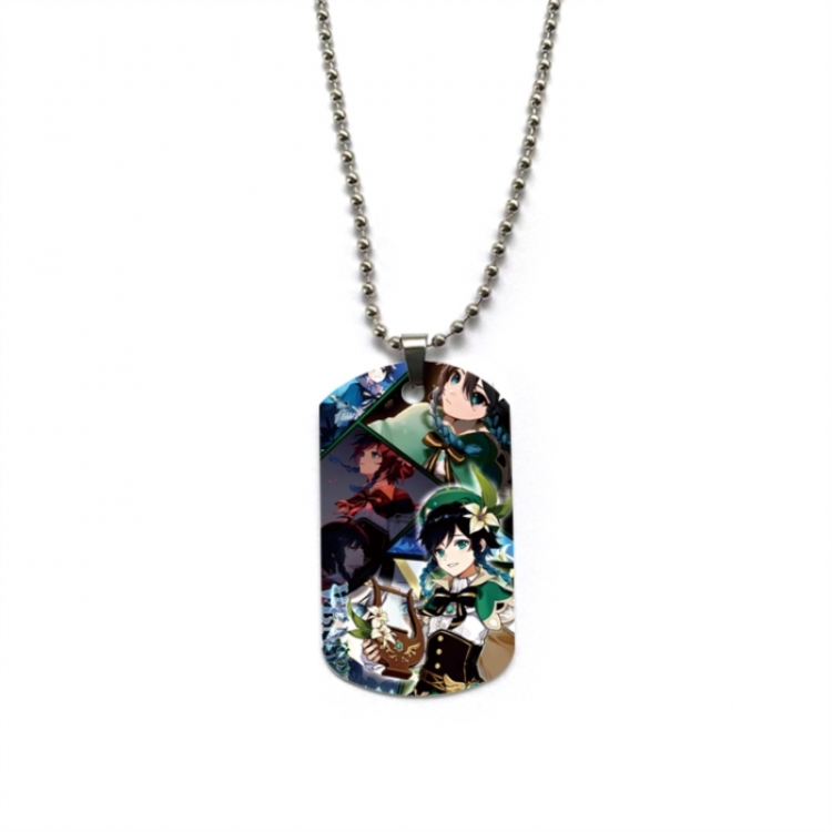 Genshin Impact Anime double-sided full color printed military brand necklace price for 5 pcs