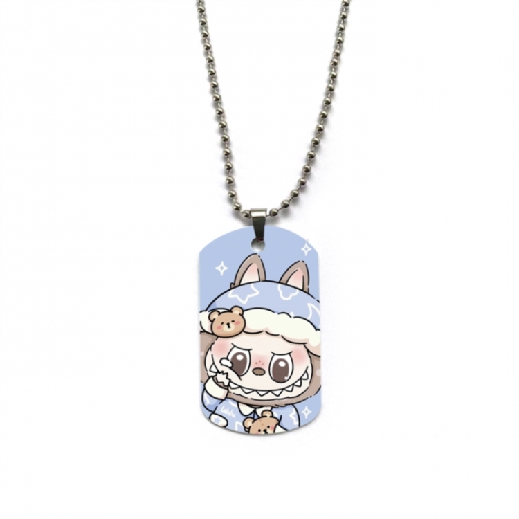 Labubu Anime double-sided full color printed military brand necklace price for 5 pcs