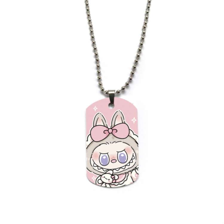 Labubu Anime double-sided full color printed military brand necklace price for 5 pcs