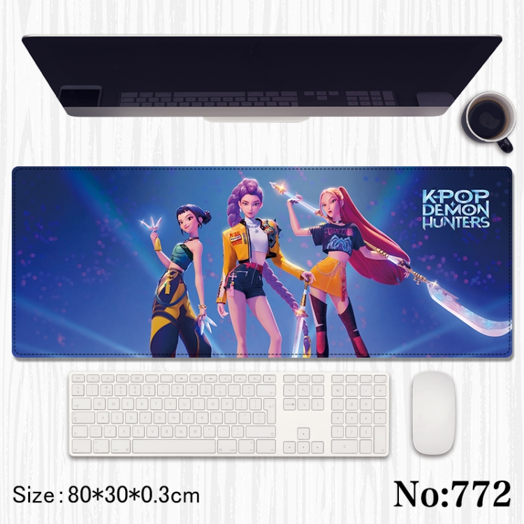 K-Pop Demon Hunters Anime peripheral computer mouse pad office desk pad multifunctional pad 80X30X0.3cm