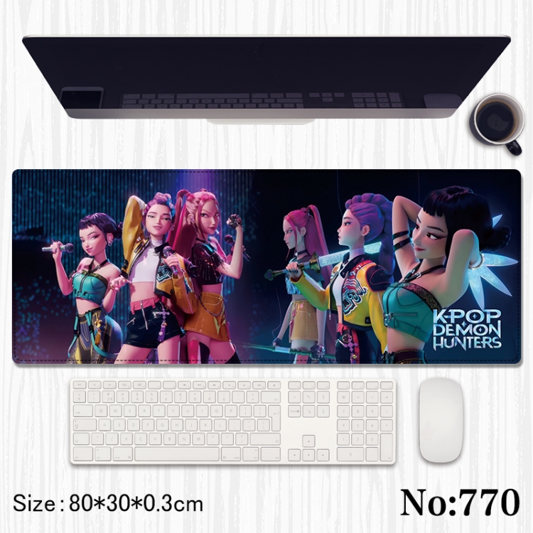 K-Pop Demon Hunters Anime peripheral computer mouse pad office desk pad multifunctional pad 80X30X0.3cm