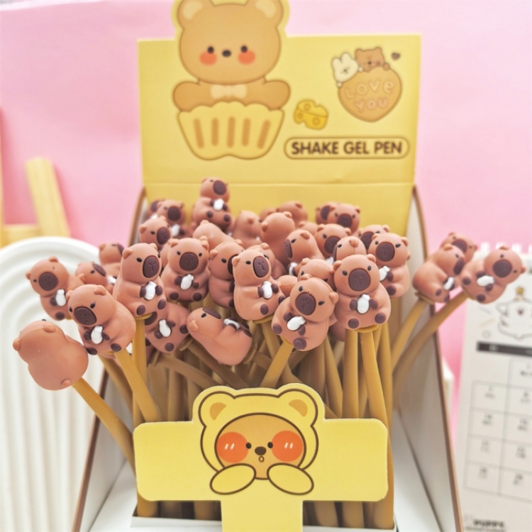 Capybara Cute cartoon neutral pen soft rubber shaped gift pen a set of  48