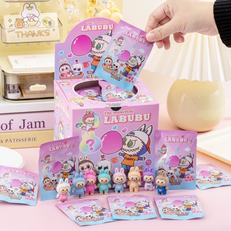 Labubu Blind Bag Eraser Student Stationery Blind Bag Cute Cartoon Design Collection Eraser  a set of 32 