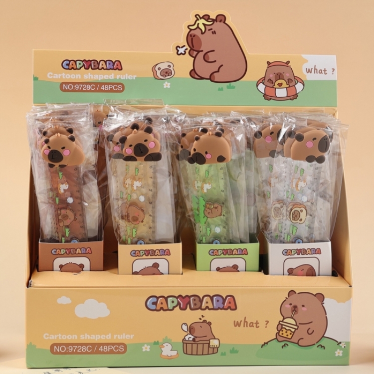 Capybara Cartoon soft rubber ruler learning stationery supplies 15cm 48 pieces