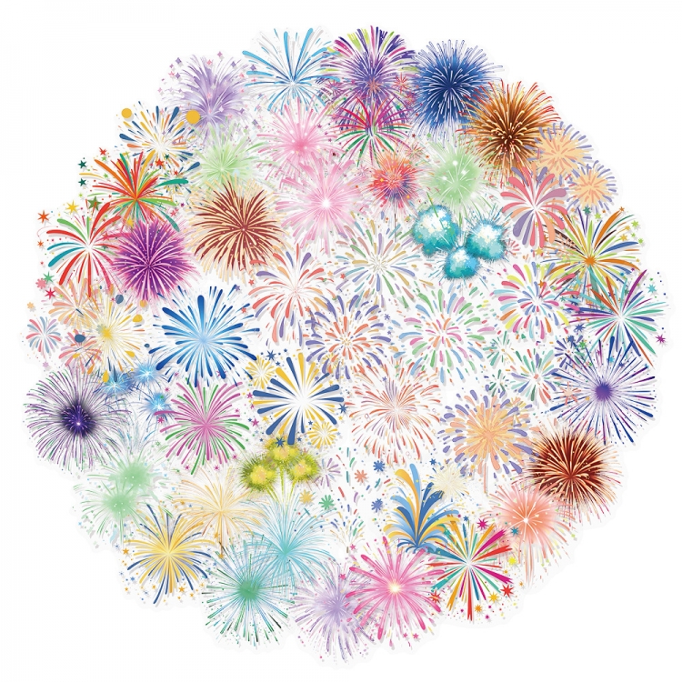 Festival Fireworks Doodle stickers Waterproof stickers a set of 50 price for 5 sets