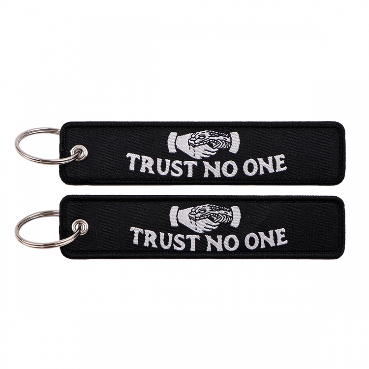 Letter Double sided color woven label keychain with thickened hanging rope 13x3cm 10G price for 5 pcs