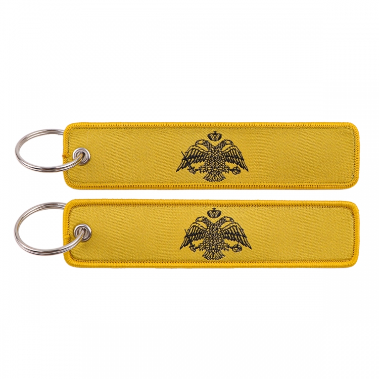 Double Eagle Double sided color woven label keychain with thickened hanging rope 13x3cm 10G price for 5 pcs