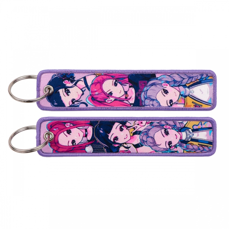 K-Pop Demon Hunters Double sided color woven label keychain with thickened hanging rope 13x3cm 10G price for 5 pcs