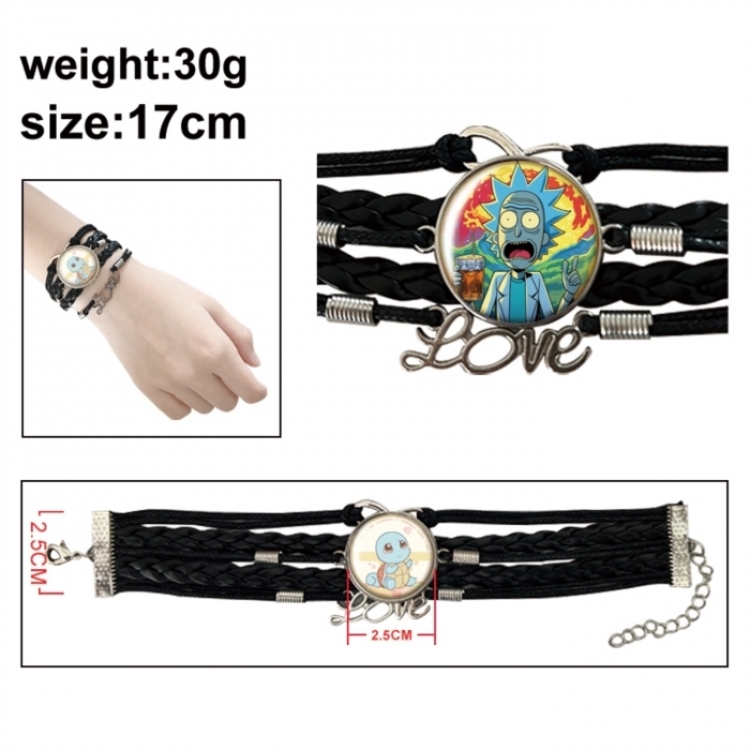 Rick and Morty Anime bracelet multi-layer leather gemstone bracelet price for 5 pcs