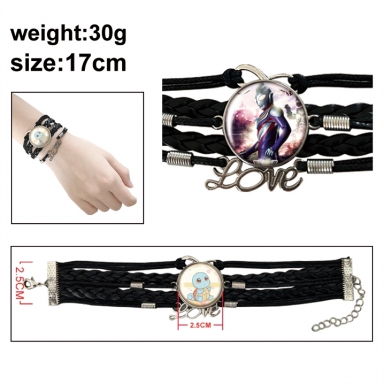 Ultraman Anime bracelet multi-layer leather gemstone bracelet price for 5 pcs