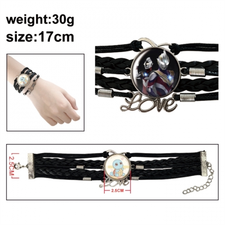 Ultraman Anime bracelet multi-layer leather gemstone bracelet price for 5 pcs