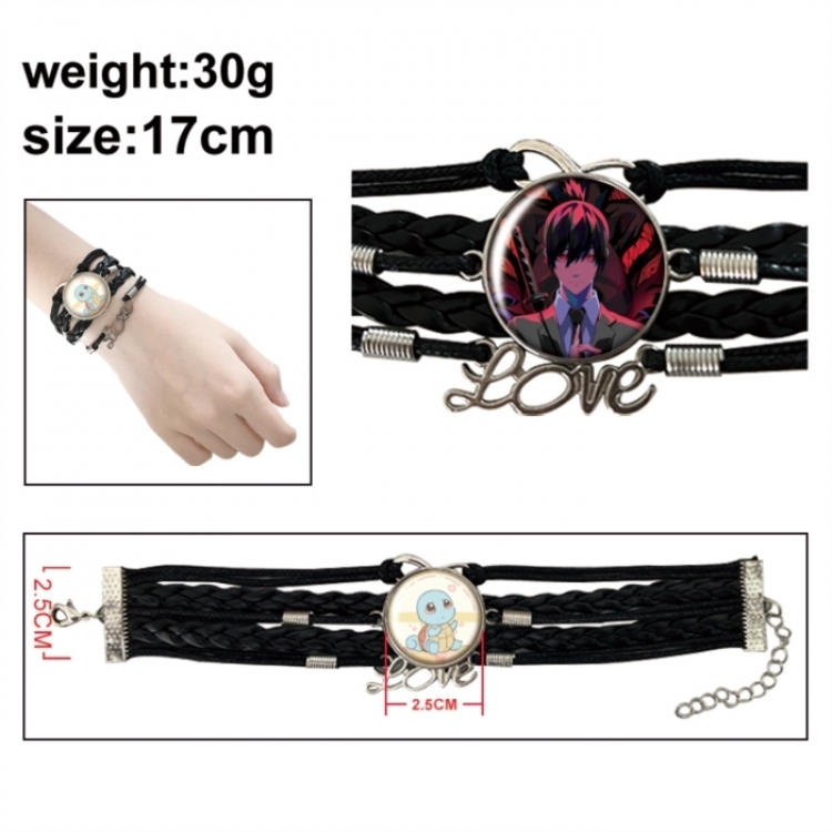 Chainsaw  Anime bracelet multi-layer leather gemstone bracelet price for 5 pcs