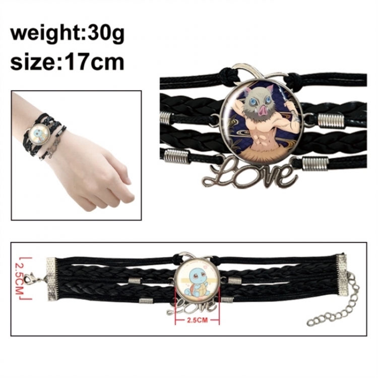 Demon Slayer Kimets Anime bracelet multi-layer leather gemstone bracelet price for 5 pcs
