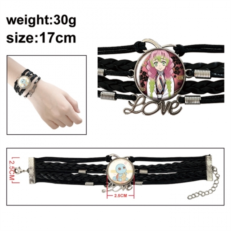 Demon Slayer Kimets Anime bracelet multi-layer leather gemstone bracelet price for 5 pcs