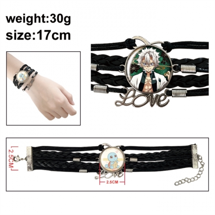 Demon Slayer Kimets Anime bracelet multi-layer leather gemstone bracelet price for 5 pcs