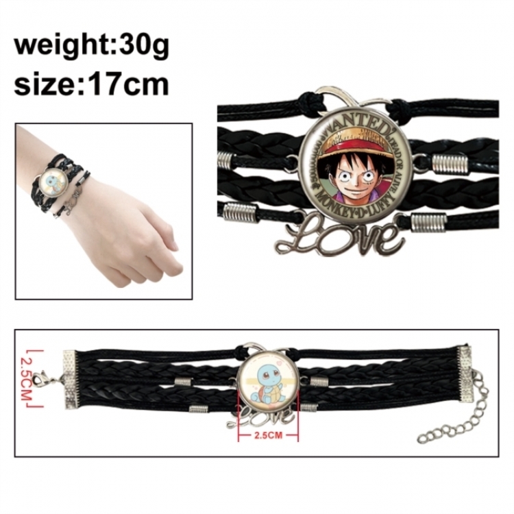 One Piece Anime bracelet multi-layer leather gemstone bracelet price for 5 pcs