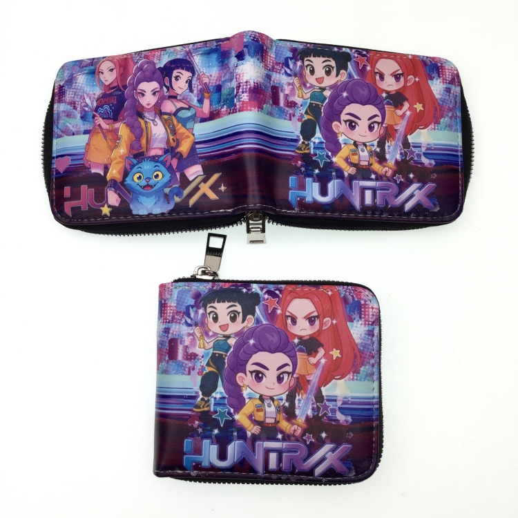 K-Pop Demon Hunters Short zipper card wallet with foreskin clip 12X10CM