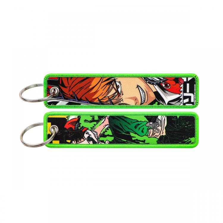 Chainsawman Double sided color woven label keychain with thickened hanging rope 13x3cm 10G price for 5 pcs