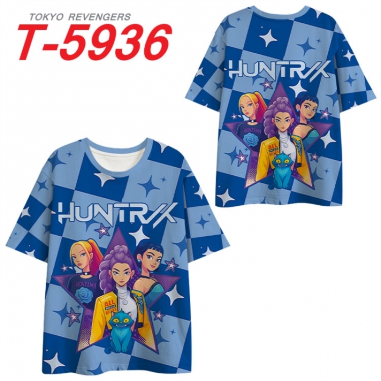 K-Pop Demon Hunters Anime Full Color Milk Silk Short Sleeve T-Shirt from S to 6XL