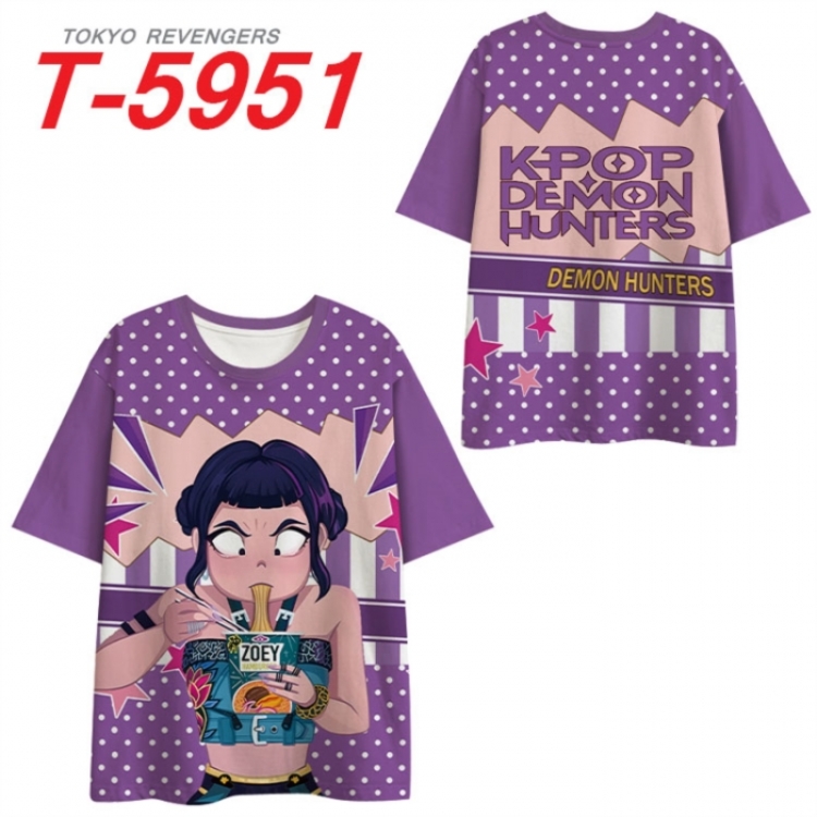 K-Pop Demon Hunters Anime Full Color Milk Silk Short Sleeve T-Shirt from S to 6XL