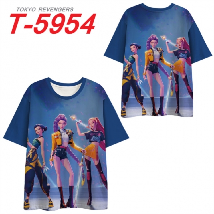 K-Pop Demon Hunters Anime Full Color Milk Silk Short Sleeve T-Shirt from S to 6XL